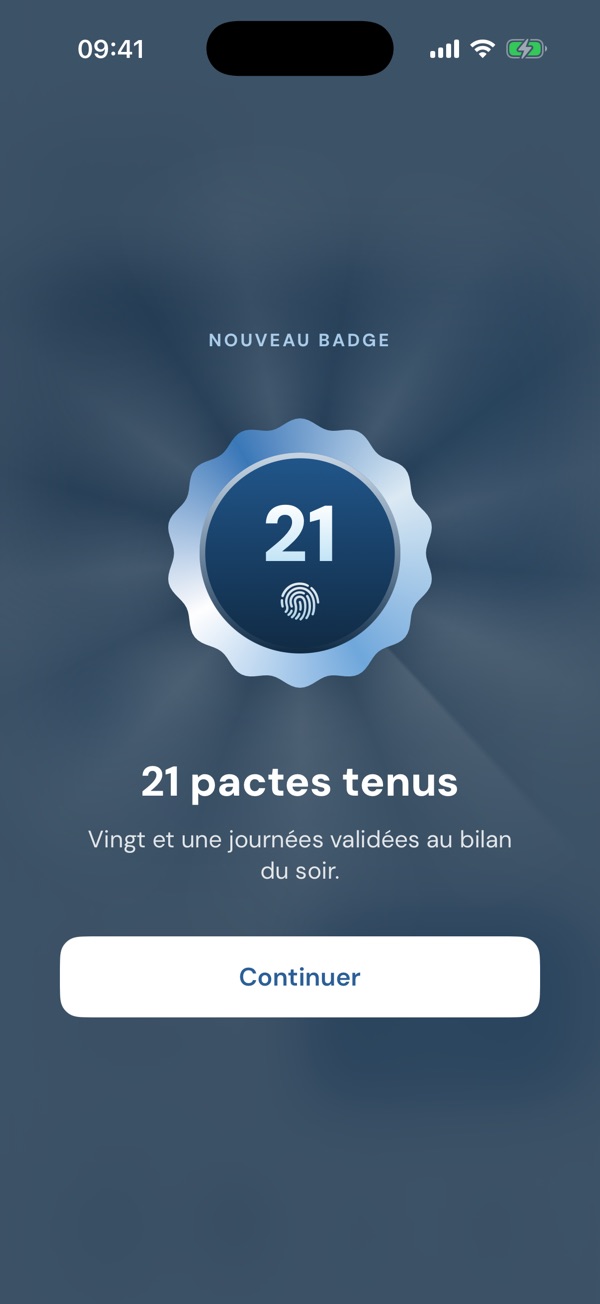 Nouveau badge : 21 pactes tenus